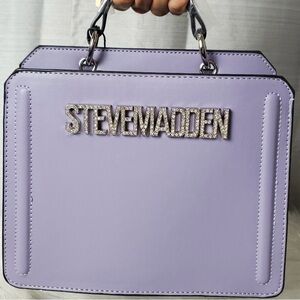 STEVE MADDEN purple rhinestone bevelyn satchel crossbody bag